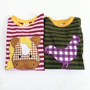 Striped Kids' Shirts with Animal Designs Size 2 Long Sleeve